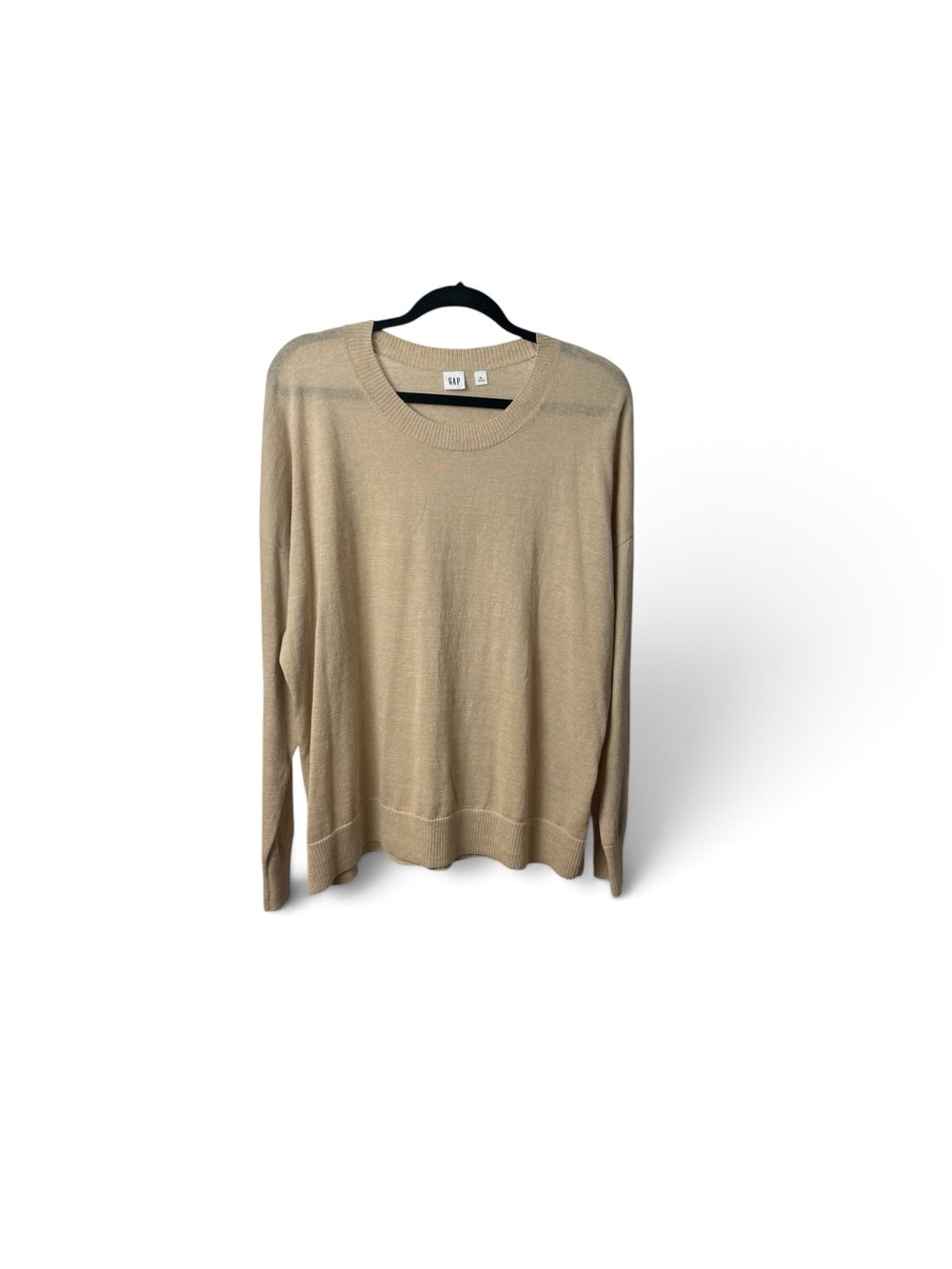 GAP XL Tan Beige Linen-Blend Crewneck Sweater
